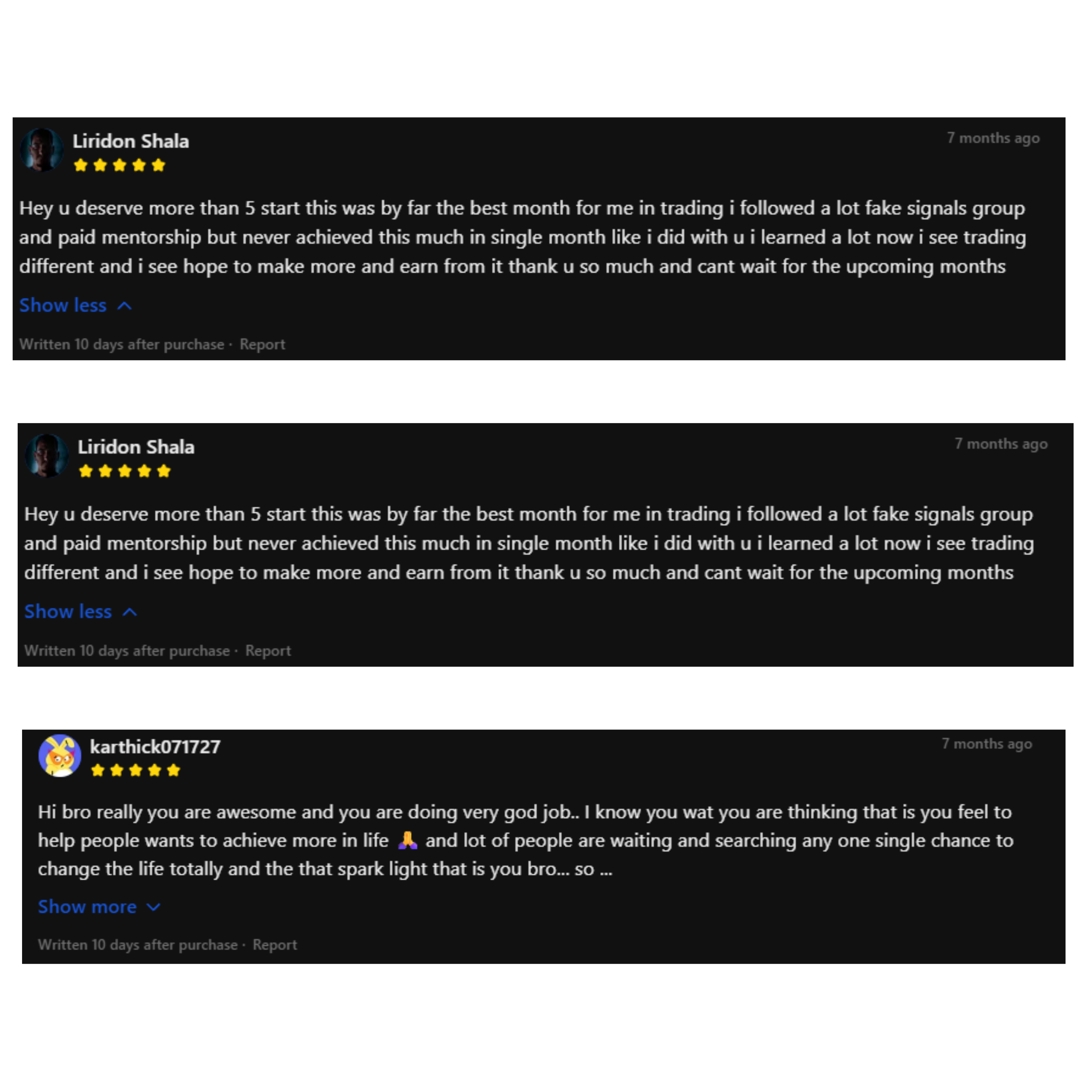 Customer review 3 - Trading profits testimonial