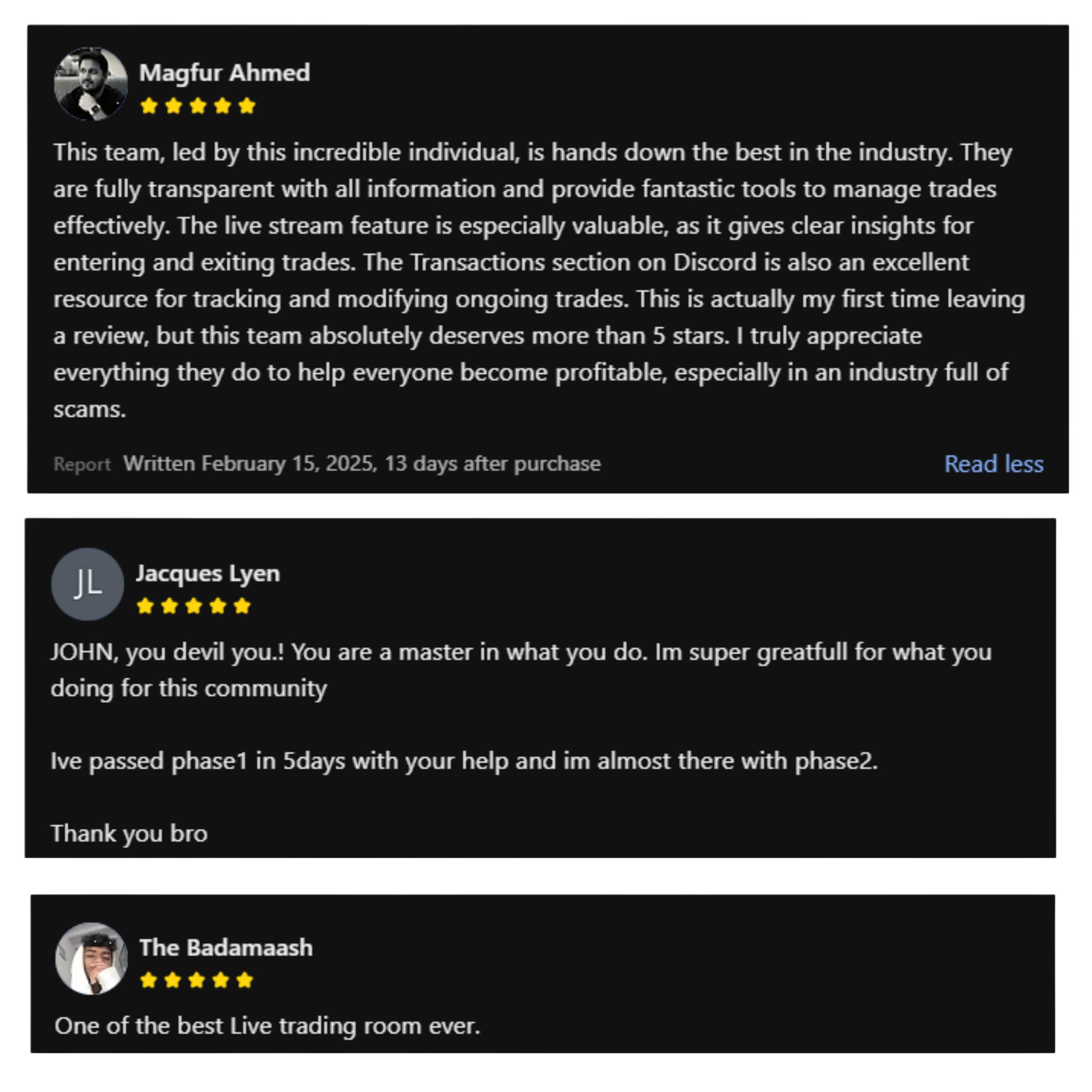 Customer review 8 - Trading profits screenshot